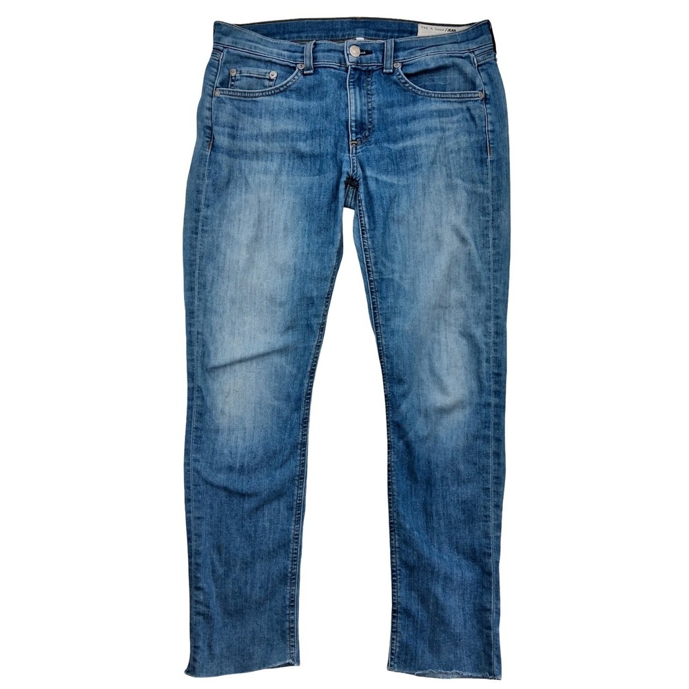 Rag & Bone Ankle Skinny Jeans Womens 27 Blue Stretch Distressed Raw Hem Denim